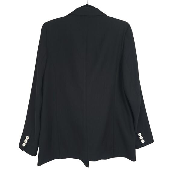 River Island Double Breast Blazer Jacket Black w/ White Button Contrast, Size 14 - Picture 5 of 12